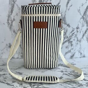 Tirrinia Cooler Wine Tote Blue Ivory Striped Insulated Nautical NWOT Lake Gift